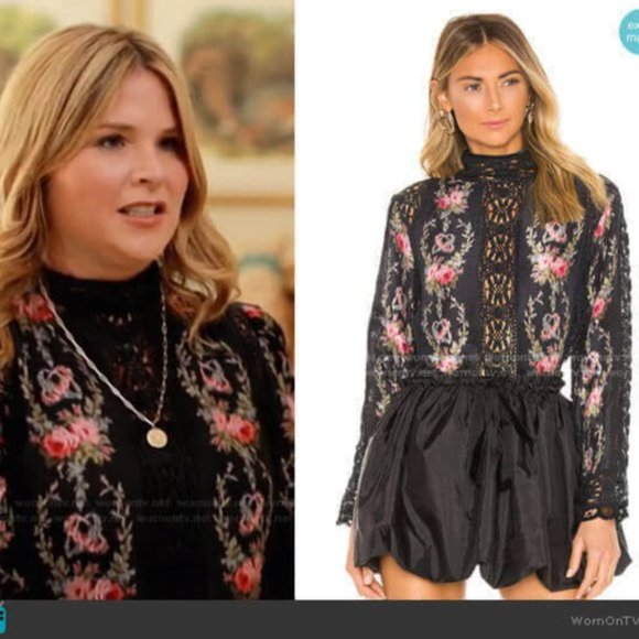 Loveshackfancy Jacque silk floral blouse top Dolce floral crochet lace XS - Picture 3 of 17